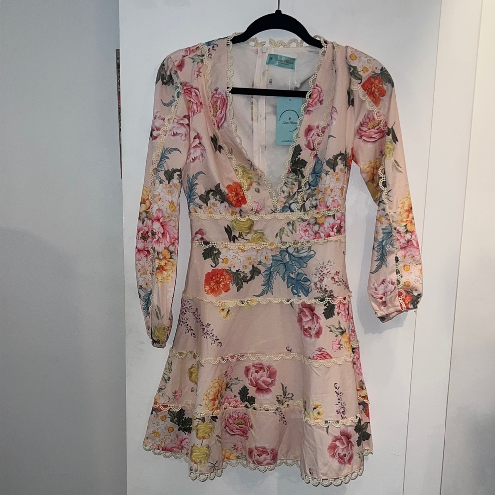 NWOT Floral Korean Fashion Long Sleeve Dress